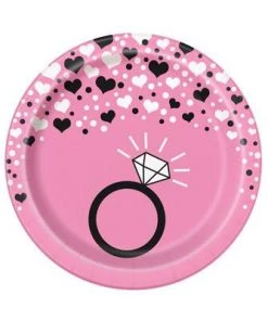 Bachelorette Superstore Pink Diamond Ring Bachelorette Party Plates, 7inch-8ct New Arrivals
