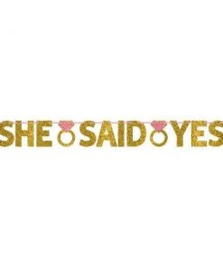Bachelorette Superstore New Arrivals She Said Yes- Glitter Banner, 12 Ft
