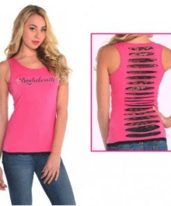 Bachelorette Superstore Hot Pink Bachelorette Tank Top W/ Lace Back, S/M