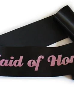 Bachelorette Superstore Sashes Glittering Black/Pink "Maid Of Honor" Sash