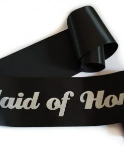 Bachelorette Superstore Glittering Black/Silver "Maid Of Honor" Sash