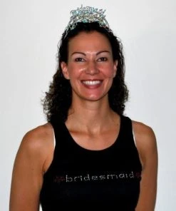 Bachelorette Superstore Size M- Black Tank Top - Bridesmaid With Flowers