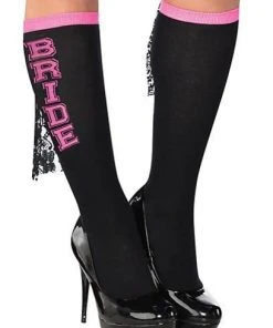 Bachelorette Superstore BRIDE Knee Socks- Black 1pr