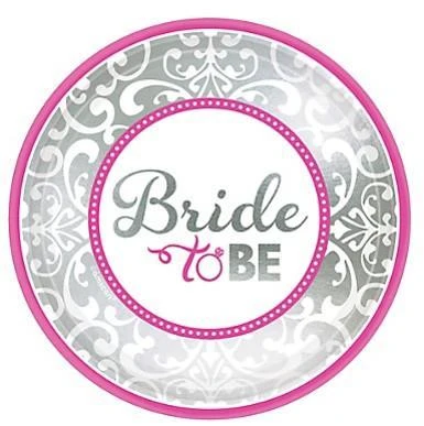 Bachelorette Superstore Classic Bride Metallic Design Plate, 7" 8ct. Partyware 1 Bachelorette Superstore Classic Bride Metallic Design Plate, 7" 8ct. Partyware