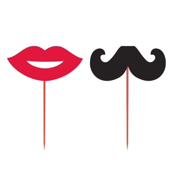 Bachelorette Superstore Red Lips & Black Mustache Party Picks, 12 Pk New Arrivals 1 Bachelorette Superstore Red Lips & Black Mustache Party Picks, 12 Pk New Arrivals