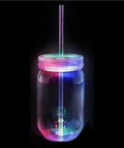 Bachelorette Superstore New Arrivals Light Up Mason Jar W/ Straw