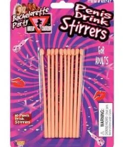 Bachelorette Superstore Penis Drink Stirrers, 10 Pk Drink'n Goods