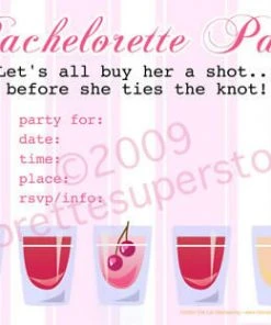 Bachelorette Superstore $1.99 And Under Pink Shot Glass Invitations, 10 Pk