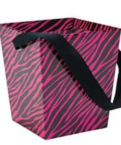 Bachelorette Superstore $1.99 And Under Pink Zebra Cardboard Bucket W/ Ribbon Handle, 1 Pc