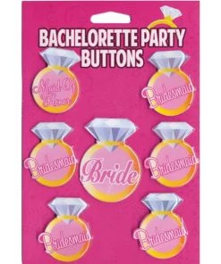 Bachelorette Superstore Diamond Ring Classic Bridal Party Buttons, 7pc Party Attire