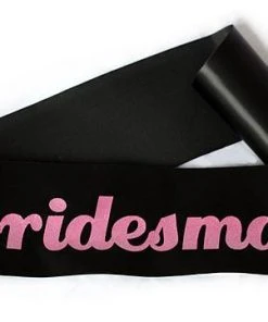 Bachelorette Superstore Glittering Black/Pink "Bridesmaid" Sash