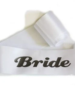 Bachelorette Superstore Glittering White/Charcoal Bride Sash