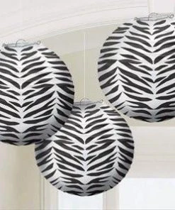 Bachelorette Superstore Decorations Paper Lanterns, Zebra 3pk