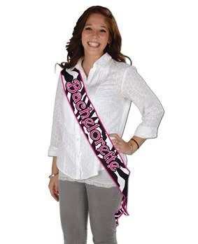 Bachelorette Superstore Sashes Bachelorette Zebra Print Satin Sash 1 Bachelorette Superstore Sashes Bachelorette Zebra Print Satin Sash